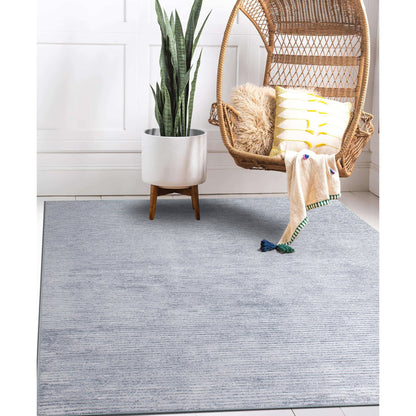 Tapis contemporain à rayures usées lavable en machine