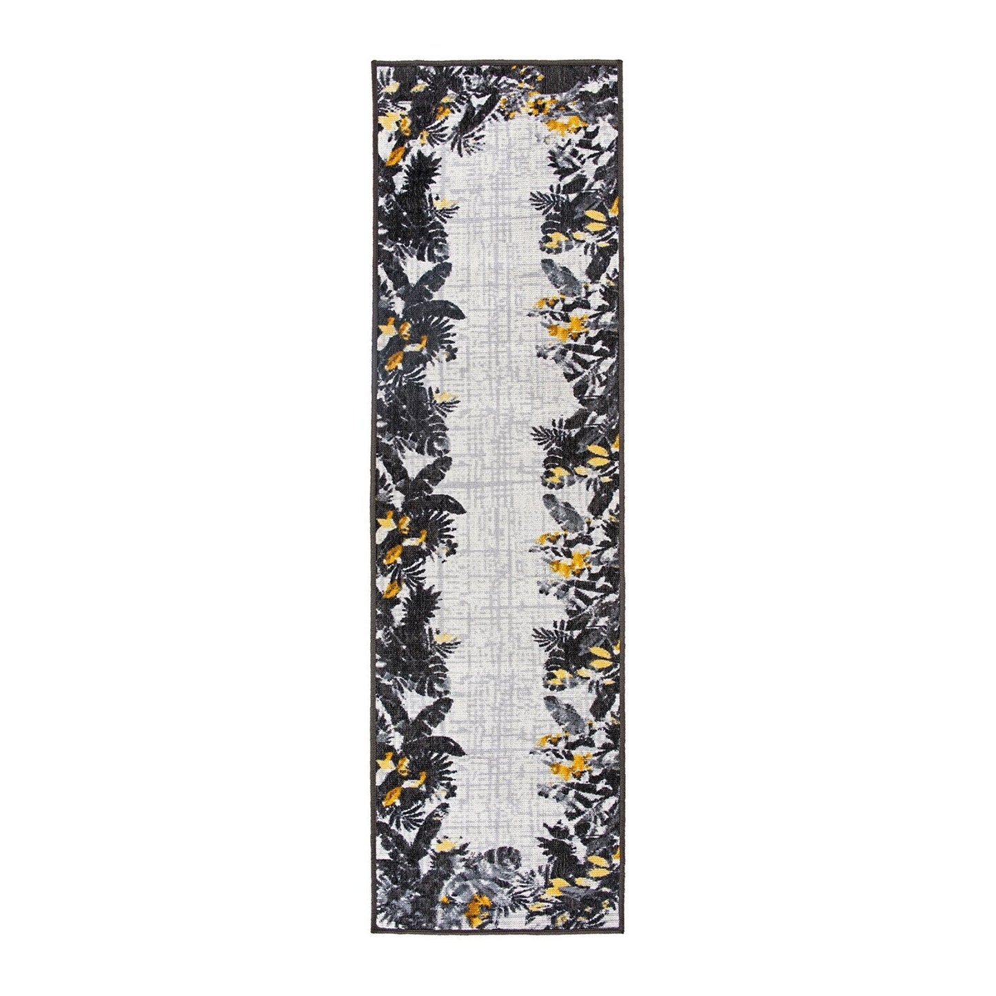 Tapis d'intérieur/extérieur à bordure florale contemporaine