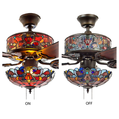 Ventilateur de plafond Copper Grove Guasipati 52 pouces style Tiffany Magna Carta - 52 po L x 52 po l x 16,5 po