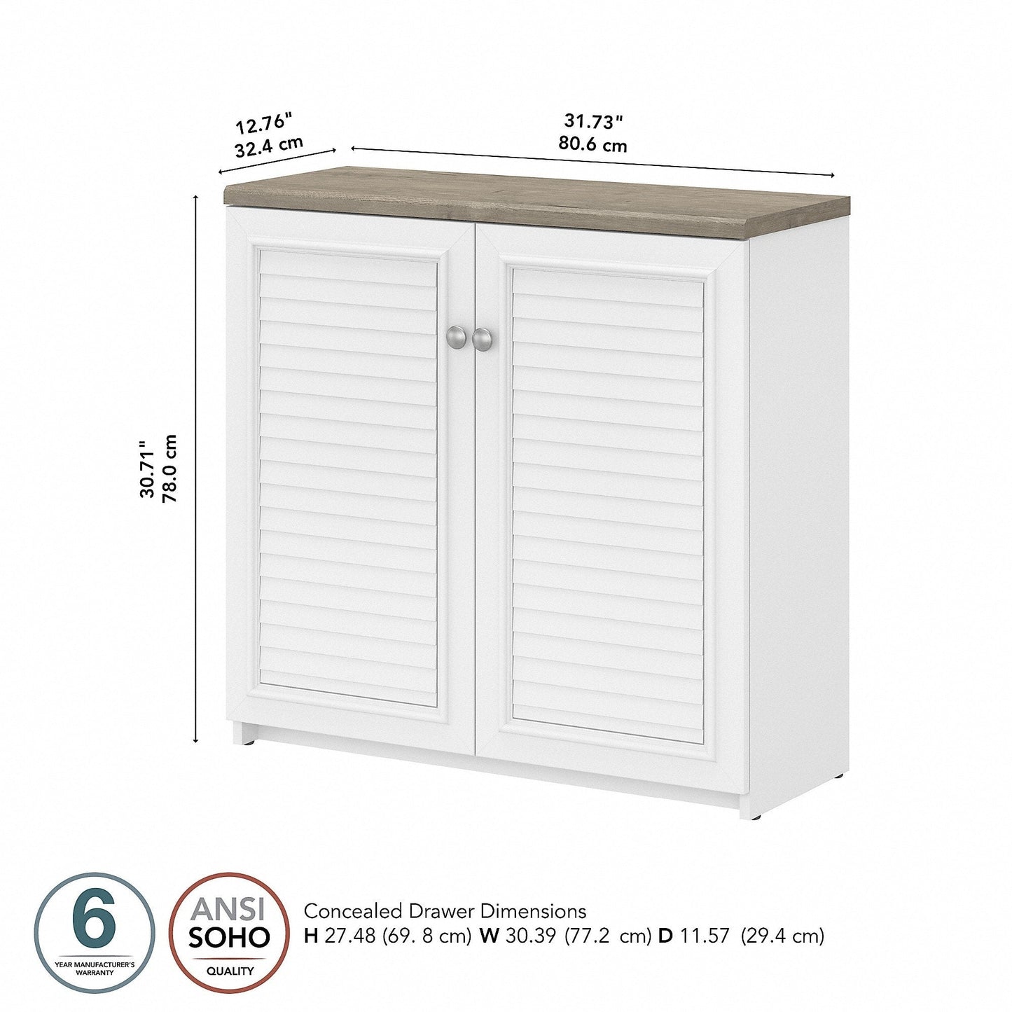 Armoire de rangement Fairview avec portes et étagères de Bush Furniture - 80,5 cm (L) x 32,4 cm (l) x 78 cm (H)