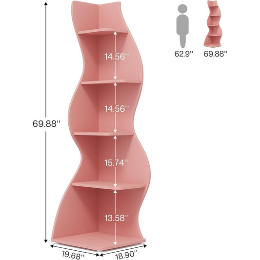 Bibliothèque d'angle avec une forme unique pour le salon ou le bureau à domicile