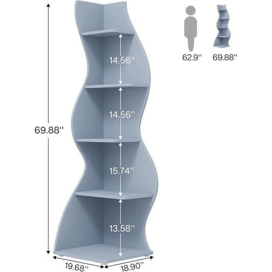 Bibliothèque d'angle avec une forme unique pour le salon ou le bureau à domicile