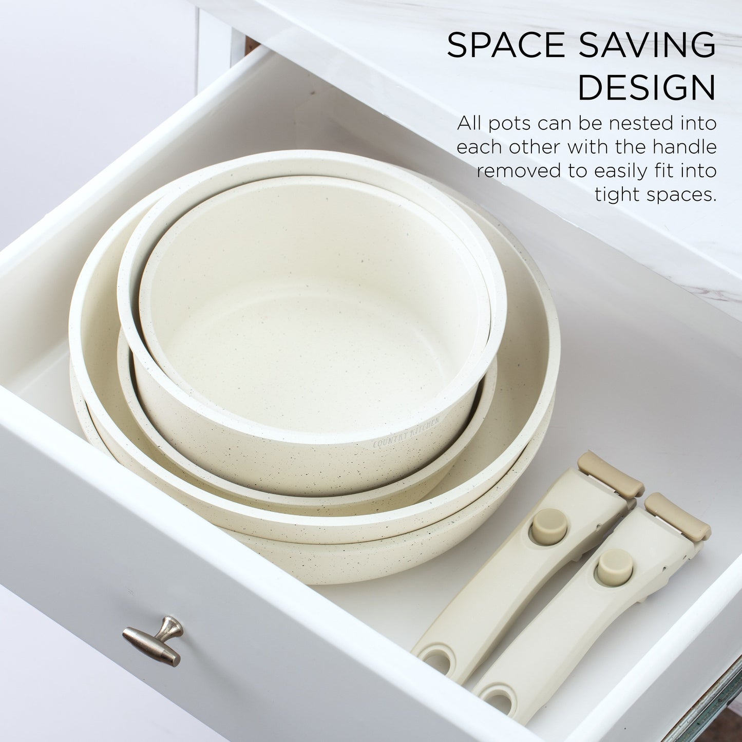 Batterie de cuisine Country Kitchen pour camping-car - 13 pièces de casseroles et poêles en aluminium avec poignée amovible, compatible four