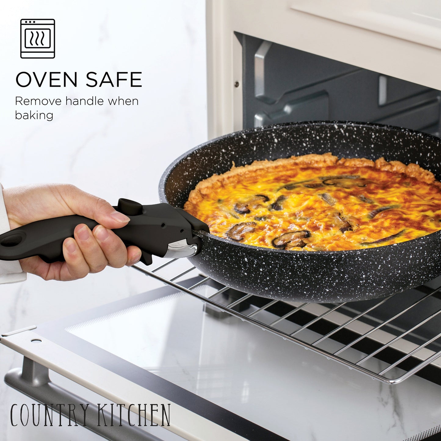 Batterie de cuisine Country Kitchen pour camping-car - 13 pièces de casseroles et poêles en aluminium avec poignée amovible, compatible four