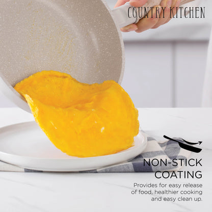 Batterie de cuisine Country Kitchen pour camping-car - 13 pièces de casseroles et poêles en aluminium avec poignée amovible, compatible four