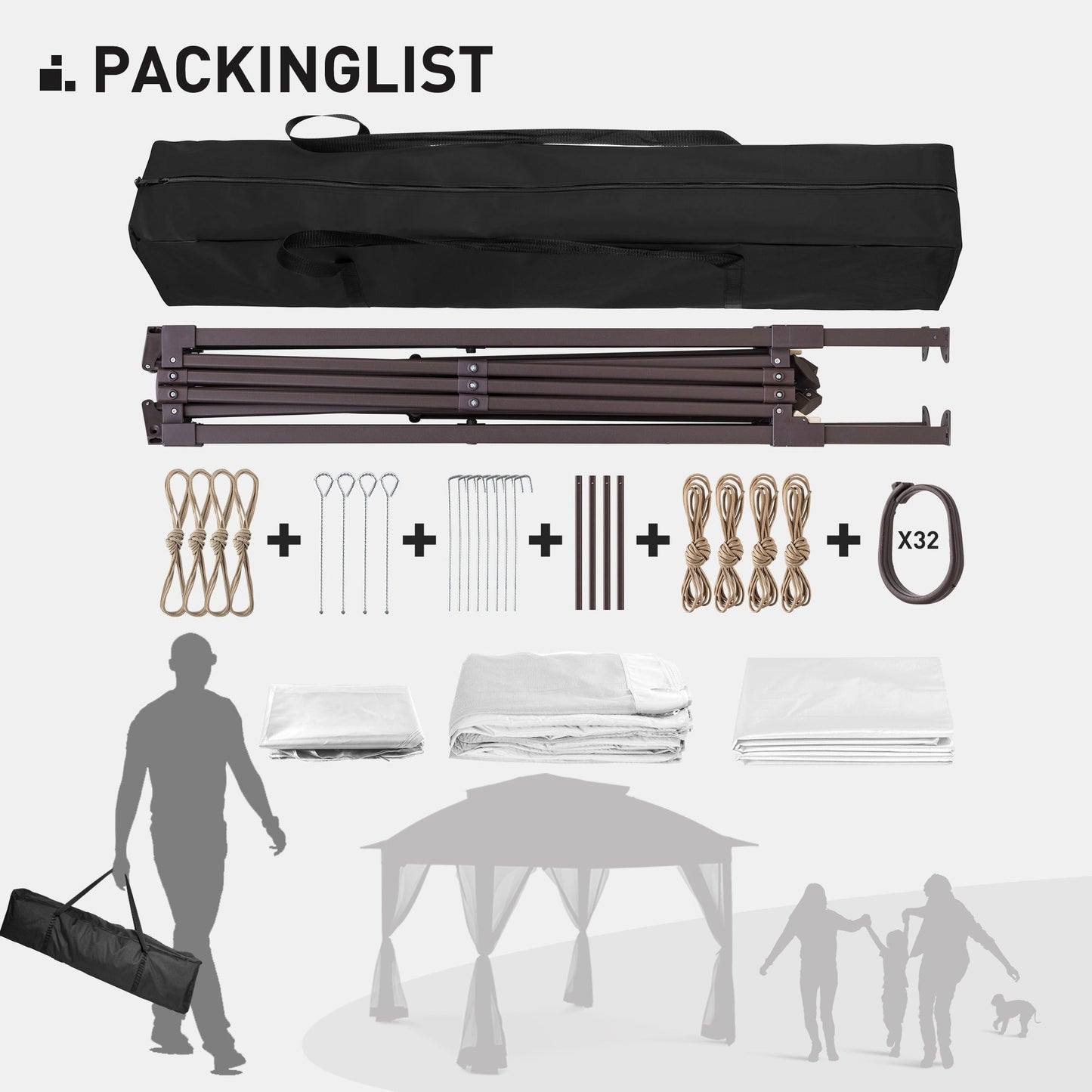 Gazebo pliant en acier Cozywor 11 pi x 11 pi avec moustiquaire