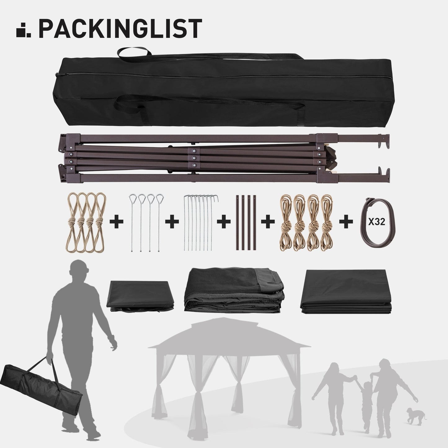 Gazebo pliant en acier Cozywor 11 pi x 11 pi avec moustiquaire