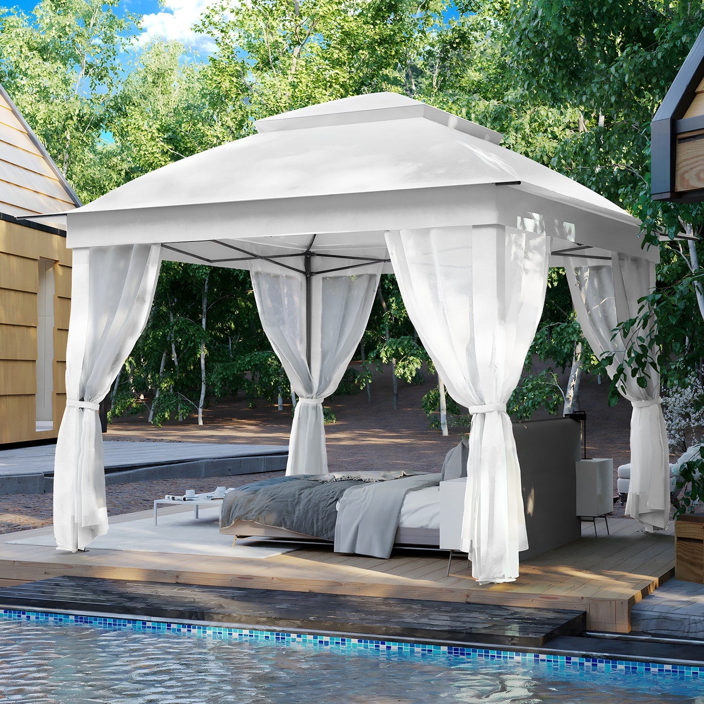 Gazebo pliant en acier Cozywor 11 pi x 11 pi avec moustiquaire