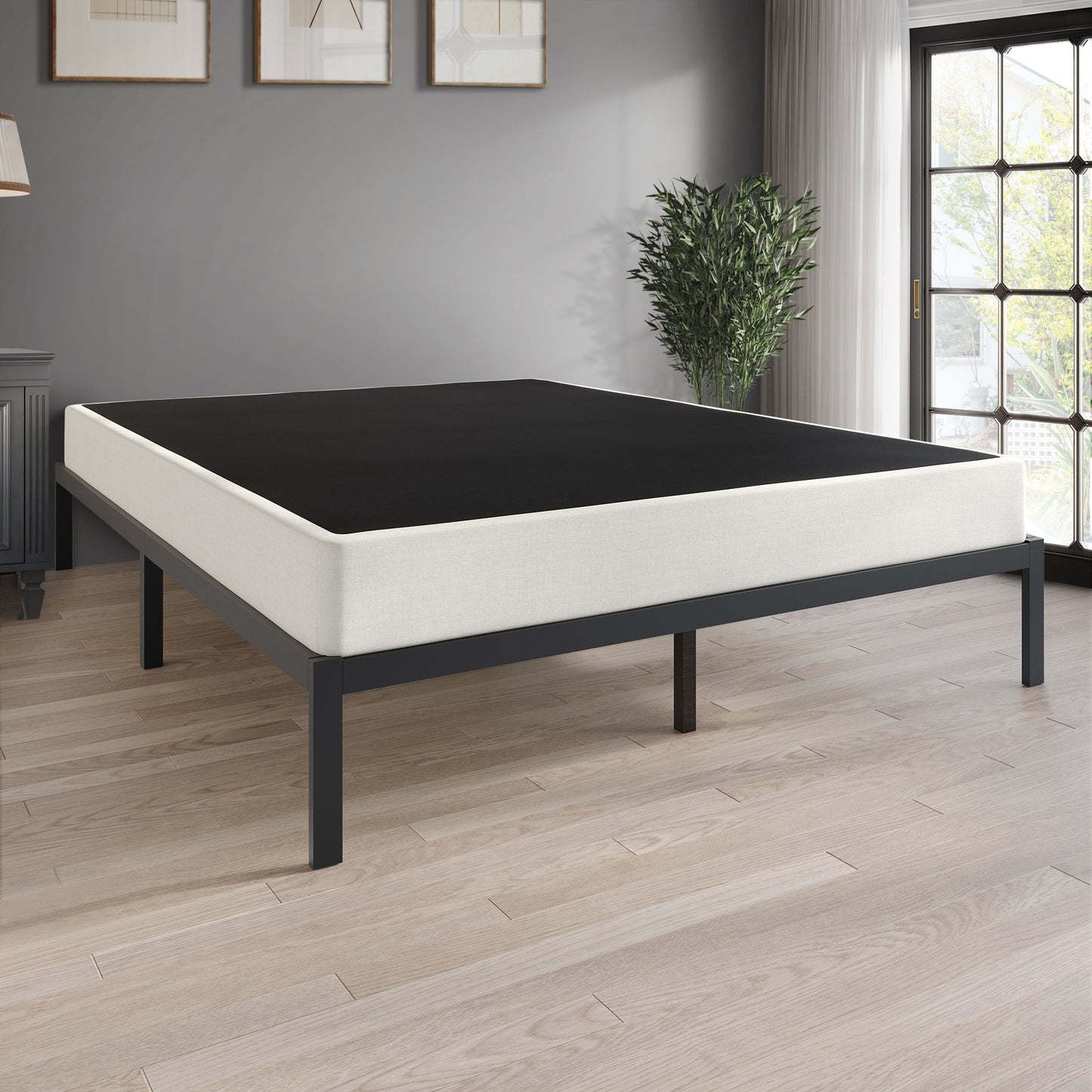 Sommier métallique CraftPorch de 12,7 cm (5 pouces) avec housse en lin gris chaud