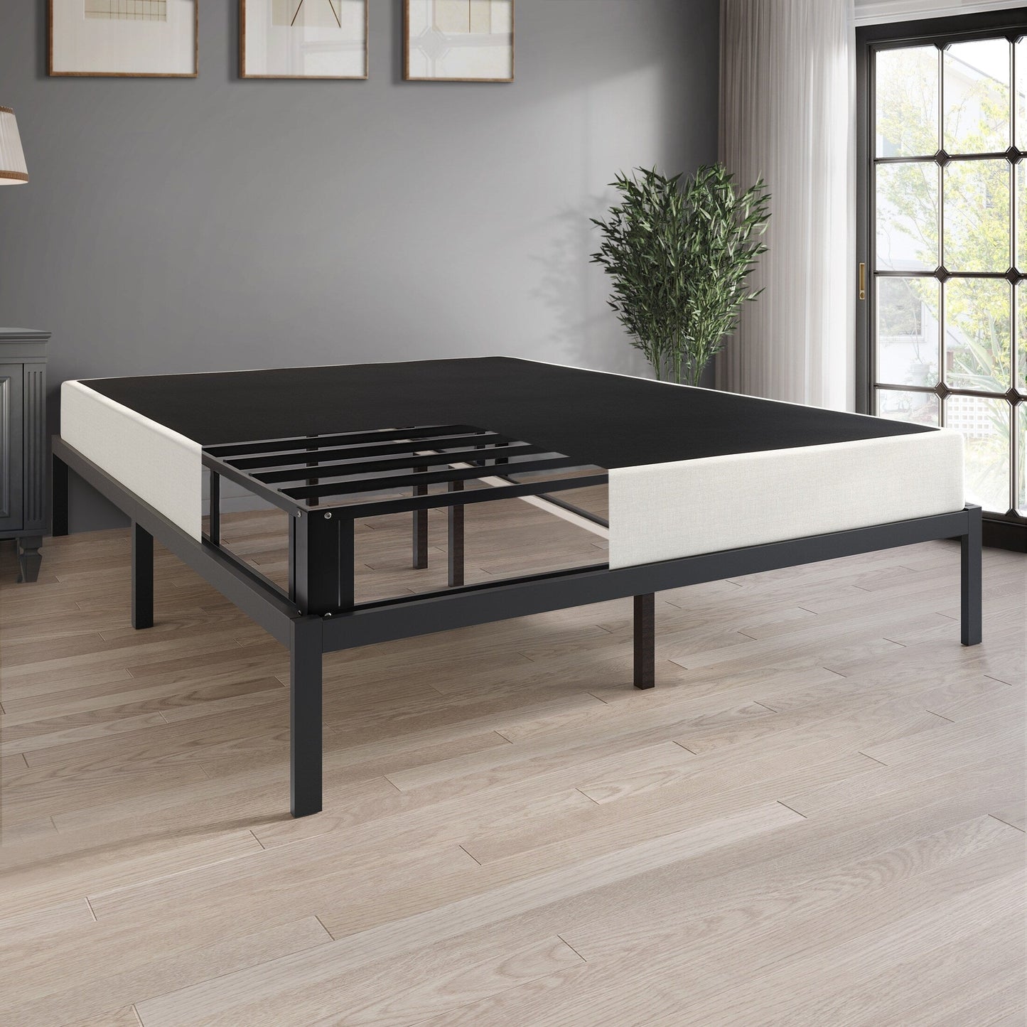 Sommier métallique CraftPorch de 12,7 cm (5 pouces) avec housse en lin gris chaud