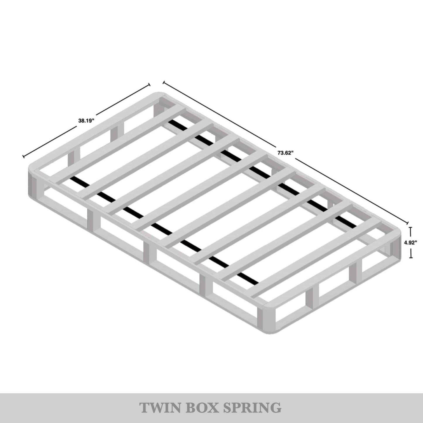 Sommier à lattes en bois massif CraftPorch de 12,7 cm (5 po) avec housse en lin gris chaud