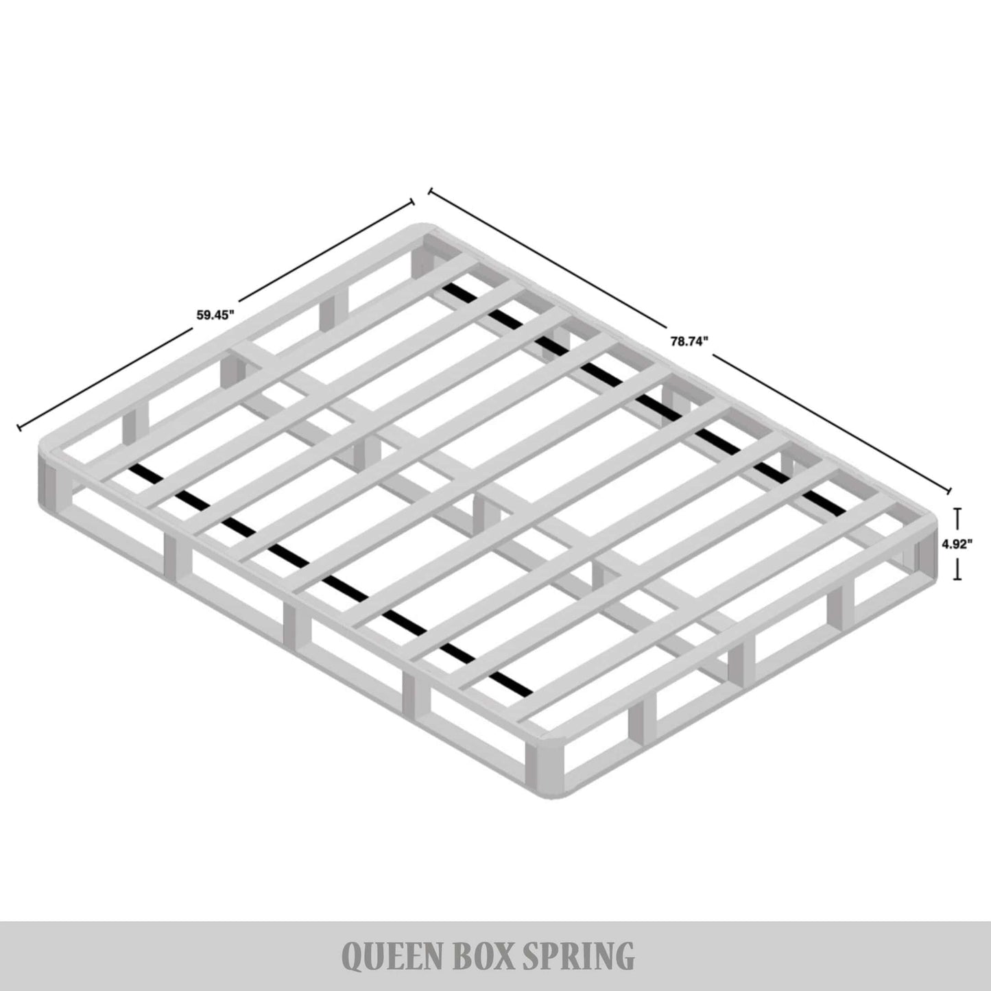 Sommier à lattes en bois massif CraftPorch de 12,7 cm (5 po) avec housse en lin gris chaud