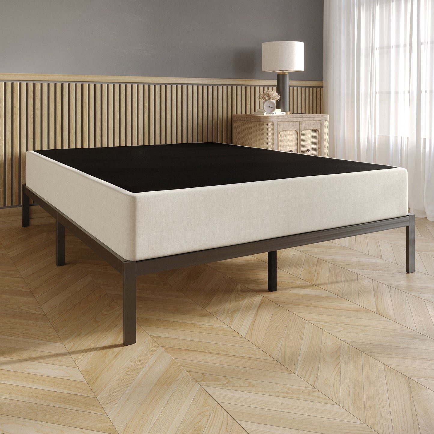 Sommier en métal recouvert de lin CraftPorch