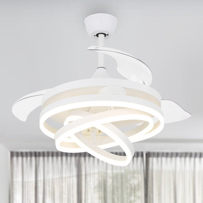 Ventilateur de plafond rétractable Cusp Barn 42 avec éclairage et télécommande, forme DIY, ventilateur moderne silencieux à moteur CC et plafonnier LED