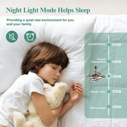 Ventilateur de plafond rétractable Cusp Barn 42 avec éclairage et télécommande, forme DIY, ventilateur moderne silencieux à moteur CC et plafonnier LED