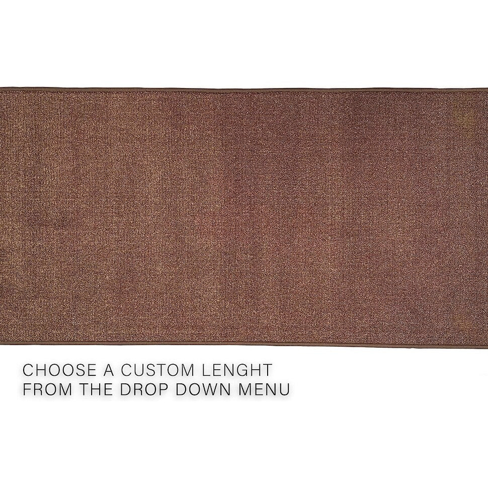 Tapis de couloir sur mesure, uni, beige, marron ou rouge, avec dos en caoutchouc antidérapant - Largeur : 66 cm (26 pouces) x longueur au choix