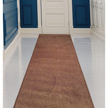 Tapis de couloir sur mesure, uni, beige, marron ou rouge, avec dos en caoutchouc antidérapant - Largeur : 66 cm (26 pouces) x longueur au choix