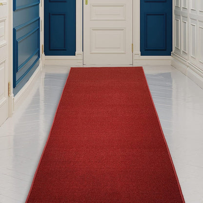 Tapis de couloir sur mesure, uni, beige, marron ou rouge, avec dos en caoutchouc antidérapant - Largeur : 66 cm (26 pouces) x longueur au choix