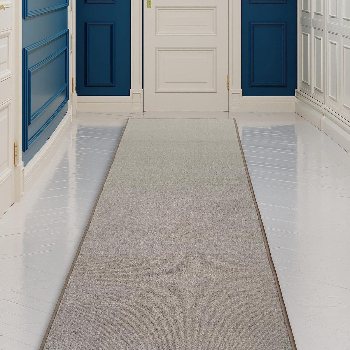 Tapis de couloir sur mesure, uni, beige, marron ou rouge, avec dos en caoutchouc antidérapant - Largeur : 66 cm (26 pouces) x longueur au choix