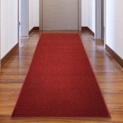 Tapis de couloir sur mesure, uni, beige, marron ou rouge, avec dos en caoutchouc antidérapant - Largeur : 66 cm (26 pouces) x longueur au choix