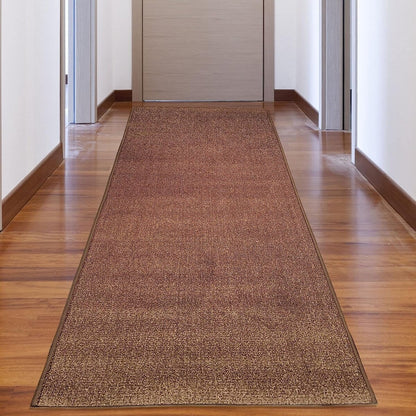 Tapis de couloir sur mesure, uni, beige, marron ou rouge, avec dos en caoutchouc antidérapant - Largeur : 66 cm (26 pouces) x longueur au choix