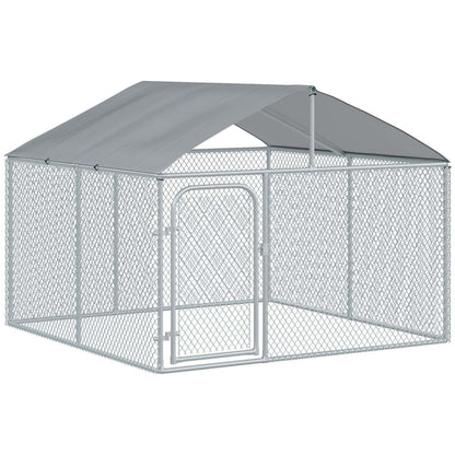 Pawhut Chenil D'extérieur Pour Chien Avec Toit, Serrure En Acier, Murs Latéraux En Maille Pour Jardin &amp; Patio, 7.5'|Pawhut Chenil D'extérieur Pour Chien En Metal, Enclos Niche Parc Pour Animaux De Compagnie Avec Serr