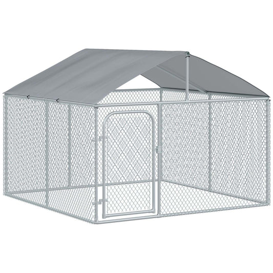 Pawhut Chenil D'extérieur Pour Chien Avec Toit, Serrure En Acier, Murs Latéraux En Maille Pour Jardin & Patio, 7.5'|Pawhut Chenil D'exterieur Pour Chien En Metal, Enclos Niche Parc Pour Animaux De Compagnie Avec Serr