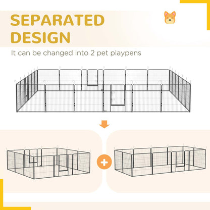 Pawhut Parc Pour Chien Très Résistant, Panneaux Métalliques Pour Chiots, Design DIY, Extérieur, Pour Petits Intérieur A|Pawhut Heavy Duty Dog Playpen, 24 Panneaux De 31.5 De ​​Hauteur, Parc D'exercice Pour Chiot E