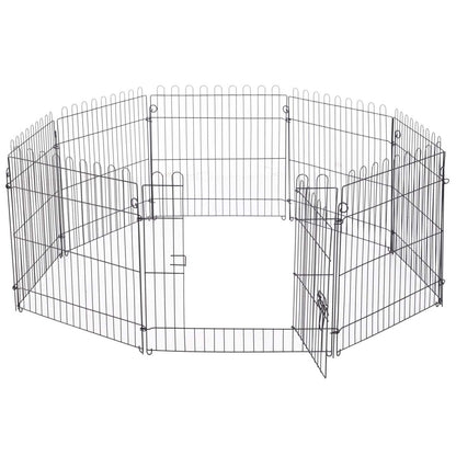 Pawhut 24inch 8-panel Octogone Pet Exercise Playpen Crate Pliable Dog Cage Pen Puppy Kennel, Black|Pawhut 61 Cm 8 Panneaux Octogone Pour Animal De Compagnie Parc D'exercice Pliable Pour Chien Cage St