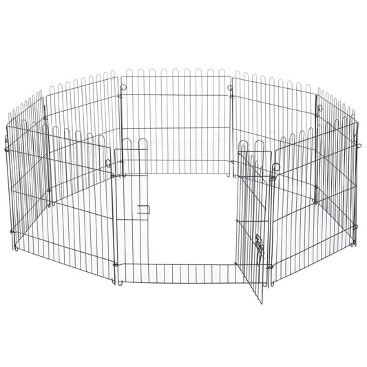 Pawhut 24inch 8-panel Octogone Pet Exercise Playpen Crate Pliable Dog Cage Pen Puppy Kennel, Black|Pawhut 61 Cm 8 Panneaux Octogone Pour Animal De Compagnie Parc D'exercice Pliable Pour Chien Cage St