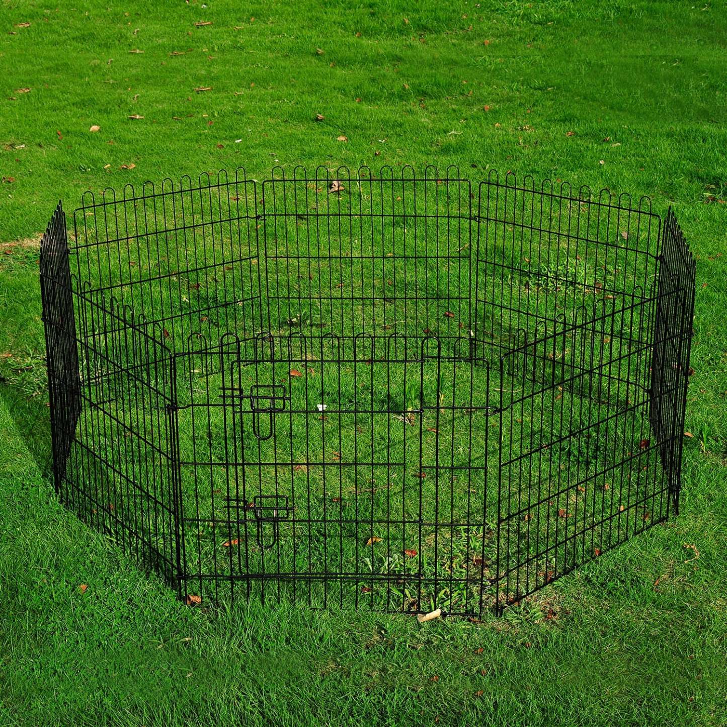 Pawhut 24inch 8-panel Octogone Pet Exercise Playpen Crate Pliable Dog Cage Pen Puppy Kennel, Black|Pawhut 61 Cm 8 Panneaux Octogone Pour Animal De Compagnie Parc D'exercice Pliable Pour Chien Cage St