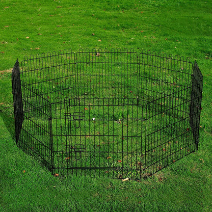 Pawhut 24inch 8-panel Octogone Pet Exercise Playpen Crate Pliable Dog Cage Pen Puppy Kennel, Black|Pawhut 61 Cm 8 Panneaux Octogone Pour Animal De Compagnie Parc D'exercice Pliable Pour Chien Cage St