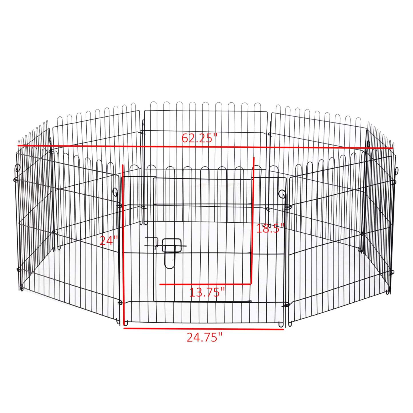 Pawhut 24inch 8-panel Octogone Pet Exercise Playpen Crate Pliable Dog Cage Pen Puppy Kennel, Black|Pawhut 61 Cm 8 Panneaux Octogone Pour Animal De Compagnie Parc D'exercice Pliable Pour Chien Cage St