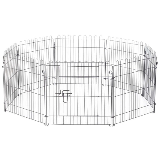Pawhut 24inch 8-panel Octogone Pet Exercise Playpen Crate Pliable Dog Cage Pen Puppy Kennel, Black|Pawhut 61 Cm 8 Panneaux Octogone Pour Animal De Compagnie Parc D'exercice Pliable Pour Chien Cage St