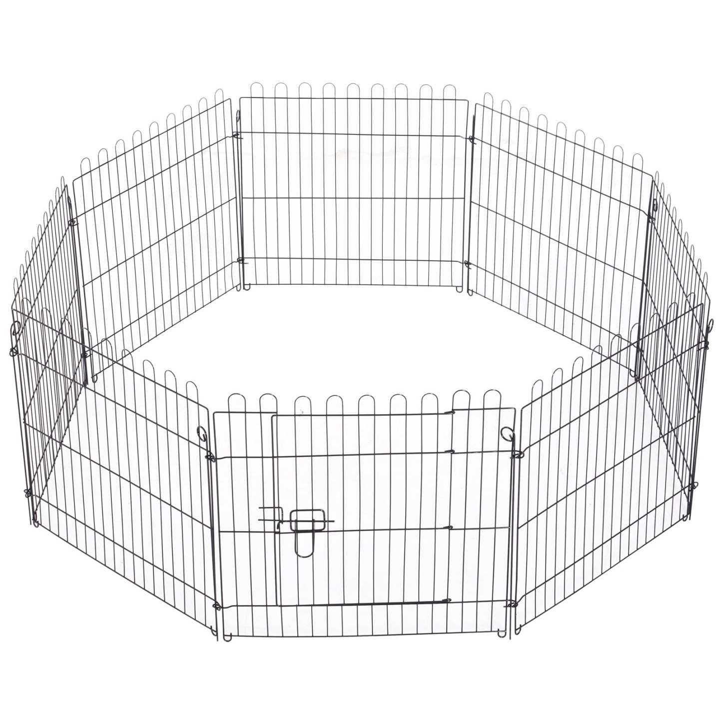 Pawhut 24inch 8-panel Octogone Pet Exercise Playpen Crate Pliable Dog Cage Pen Puppy Kennel, Black|Pawhut 61 Cm 8 Panneaux Octogone Pour Animal De Compagnie Parc D'exercice Pliable Pour Chien Cage St