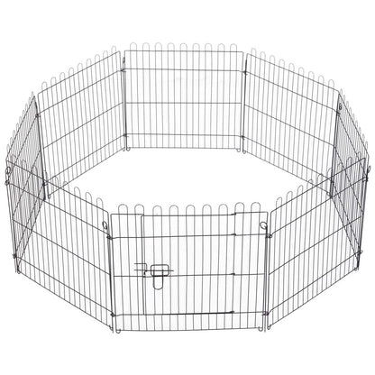 Pawhut 24inch 8-panel Octogone Pet Exercise Playpen Crate Pliable Dog Cage Pen Puppy Kennel, Black|Pawhut 61 Cm 8 Panneaux Octogone Pour Animal De Compagnie Parc D'exercice Pliable Pour Chien Cage St