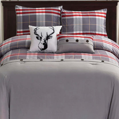 Lodge 5-piece King Comforter Set - Grey|Ensemble d'édredon Lodge 5 pièces à carreaux pour très grand lit - gris|D27XJ1FX
