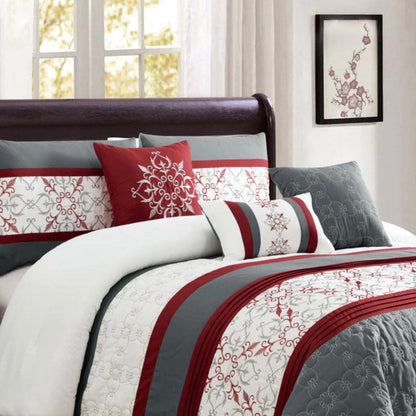 Lampa 7-Piece Queen Comforter - Red|Ensemble d'édredon Lampa 7 pièces pour grand lit - rouge|D27ZMT5J