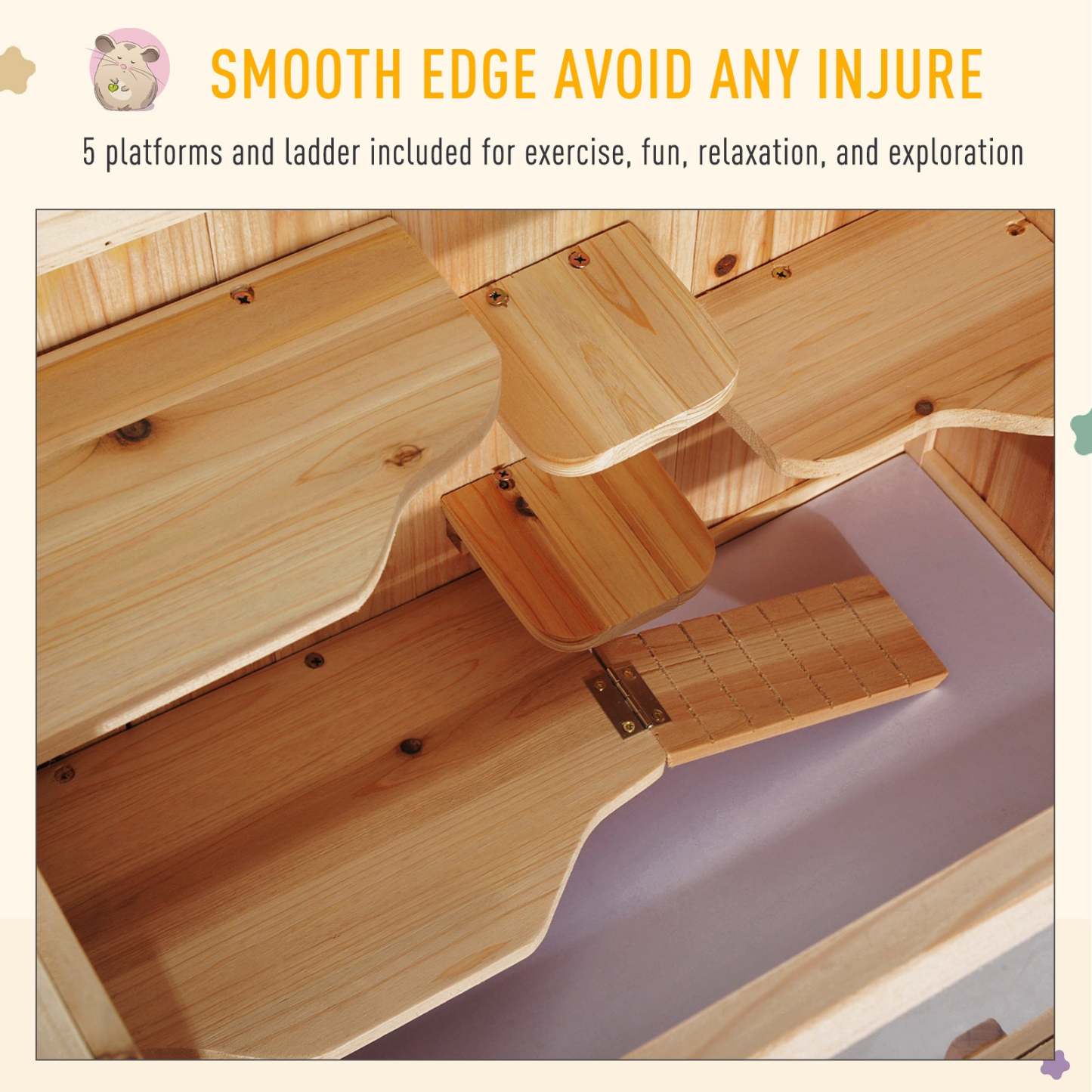 Pawhut Cage En Bois De Sapin Pour Hamster Souris Rats Petits Animaux Maison De Jeu D'Exercice Avec 3 Niveaux|Pawhut D51-049 Cage De Hamster En Bois De Sapin Souris Rats Petits Animaux Exercice Maison De Jeu Av