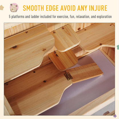 Pawhut Cage En Bois De Sapin Pour Hamster Souris Rats Petits Animaux Maison De Jeu D'Exercice Avec 3 Niveaux|Pawhut D51-049 Cage De Hamster En Bois De Sapin Souris Rats Petits Animaux Exercice Maison De Jeu Av