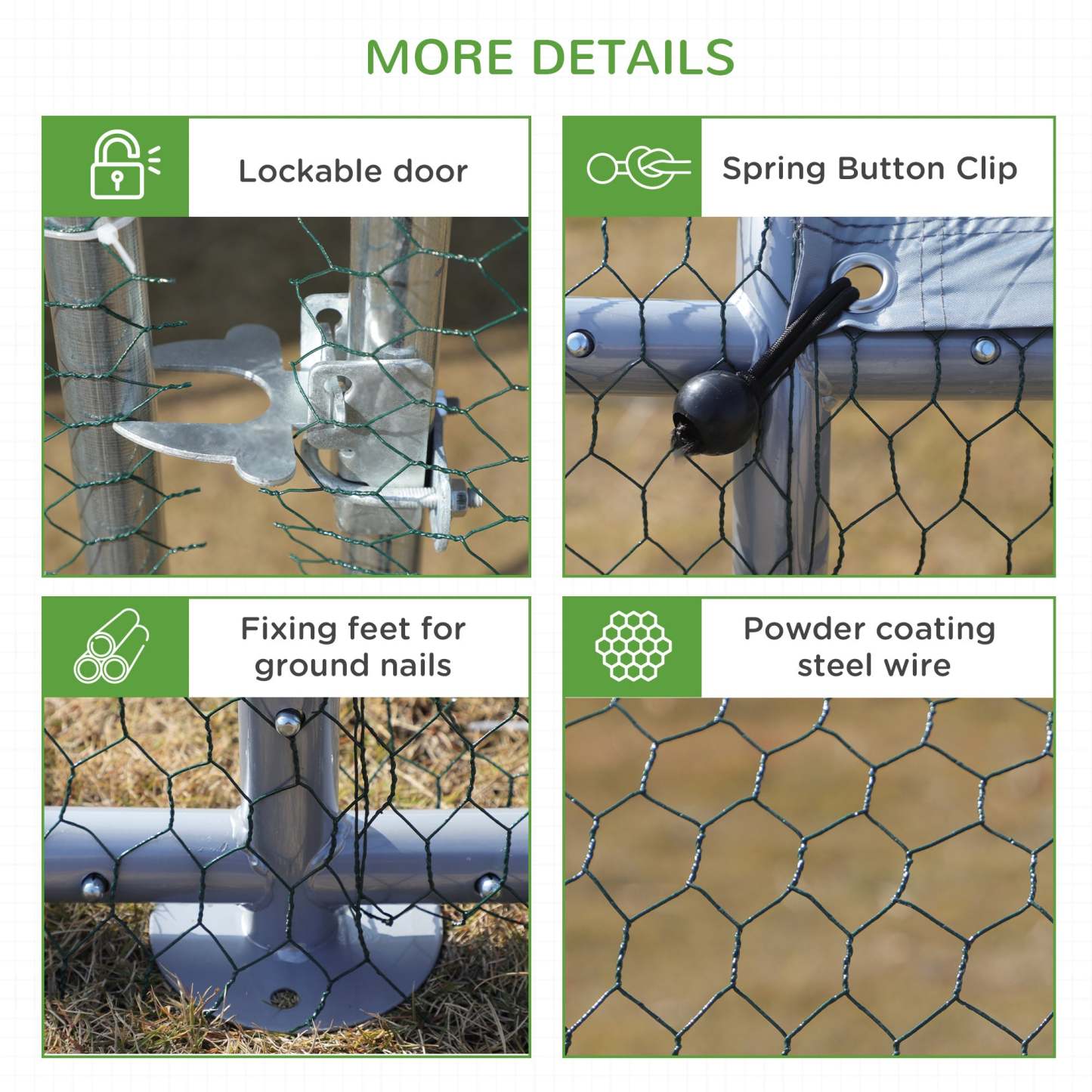 Pawhut 9.8' X 26.2' Metal Chicken Coop, Galvanized Walk-in Hen House, 4 Rooms Poultry Cage Outdoor W|Pawhut Poulailler Galvanisé, Grande Cage À Poulet En Métal, Maison Avec Couverture Résistante Aux UV