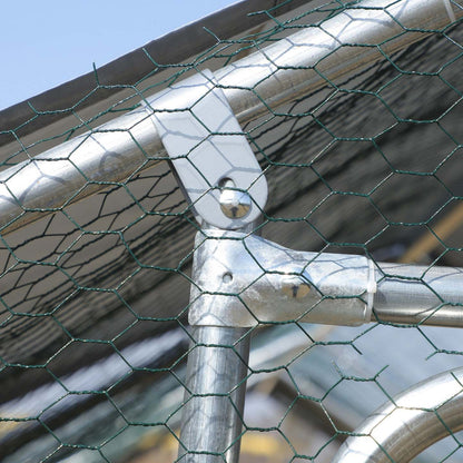 Pawhut 9.8' X 26.2' Metal Chicken Coop, Galvanized Walk-in Hen House, 4 Rooms Poultry Cage Outdoor W|Pawhut Poulailler Galvanisé, Grande Cage À Poulet En Métal, Maison Avec Couverture Résistante Aux UV