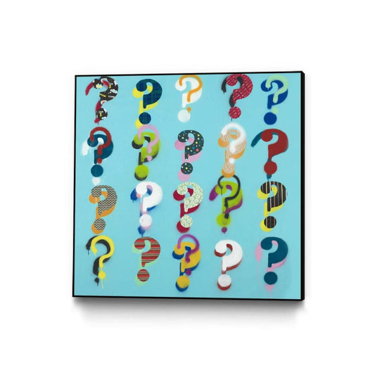 Pop The Question Canvas Framed Black 20x20 Wall Art|Œuvre d'art murale sur toile encadrée noire « Pop The Question » 20 x 20