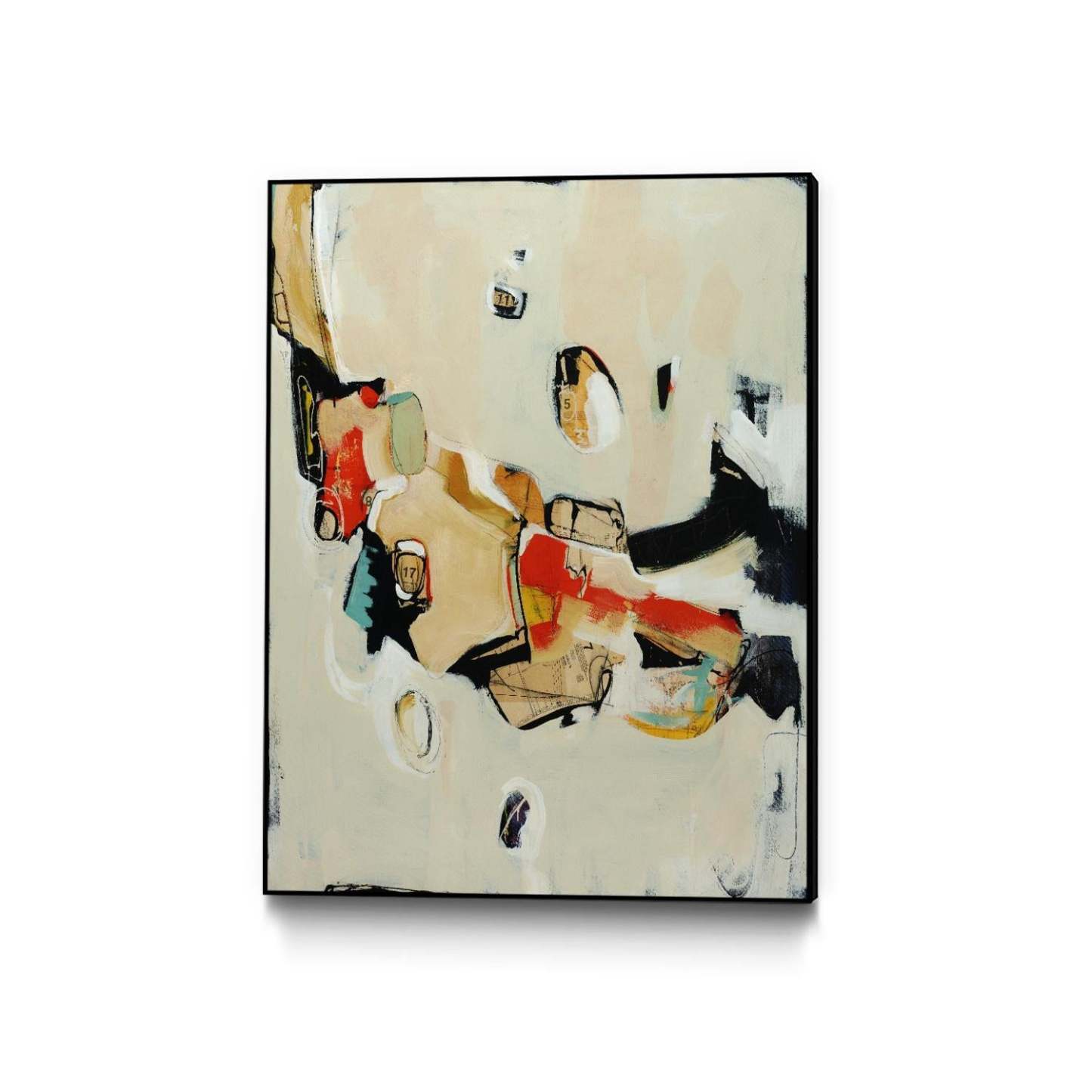 Œuvre d'art murale sur toile encadrée noire « Charred Memorbilia » 24 x 32