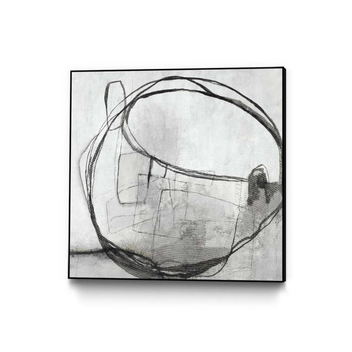 Lucent Sphere Canvas Framed Black 20x20 Wall Art|Œuvre d'art murale sur toile encadrée noire « Lucent Sphere » 20 x 20