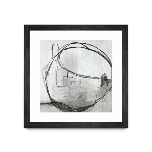 Lucent Sphere Matted and Framed Black 30x30 Wall Art|Œuvre d'art murale encadrée noire et mate « Lucent Sphere » 30 x 30