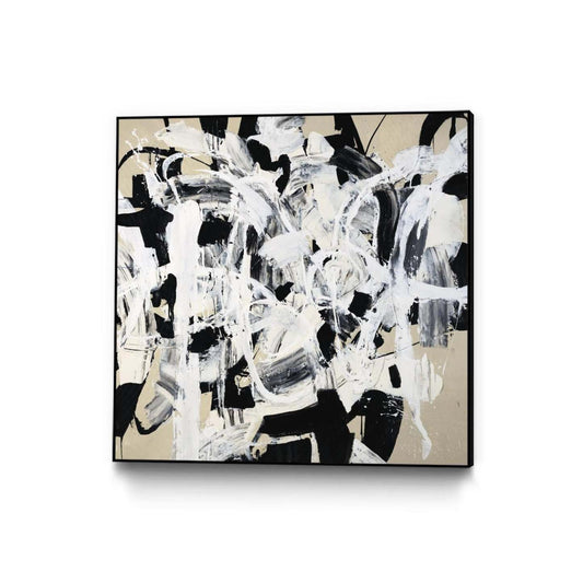 Œuvre murale sur toile encadrée noire « Talking Out Of Both Sides » 20 x 20