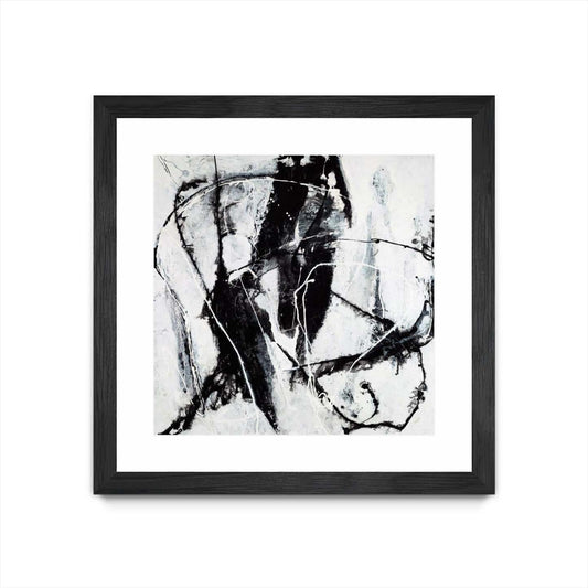 Œuvre d’art murale encadrée noire et mate « Polar Opposition » 30 x 30