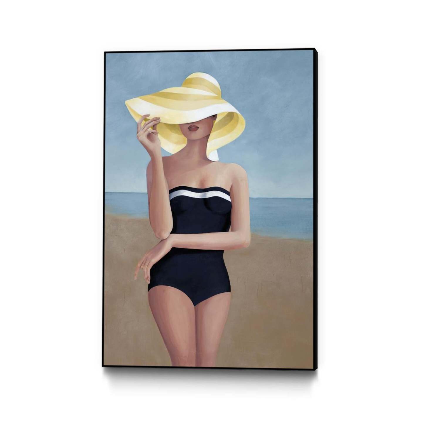 Babe In Bermuda Canvas Framed Black 24x36 Wall Art|Œuvre d'art murale sur toile encadrée noire « Babe In Bermuda » 24 x 36