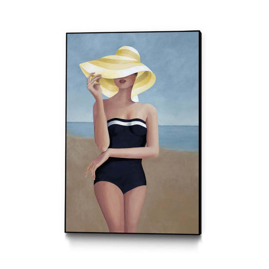 Babe In Bermuda Canvas Framed Black 24x36 Wall Art|Œuvre d'art murale sur toile encadrée noire « Babe In Bermuda » 24 x 36